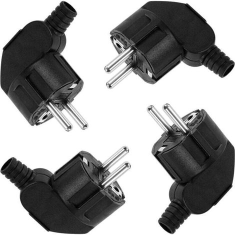Prise électrique mâle 250V 16A, 4 pièces, prise d'angle, mise à la terre, Protection de prise électrique, noir- (1/4)