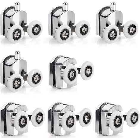 Set di 8 rulli per porta doccia da 23 mm (4 superiori e 4 inferiori) (23 mm - 8 pezzi) (doppio 23 mm - 8 pezzi) - Crezuo (1/4)