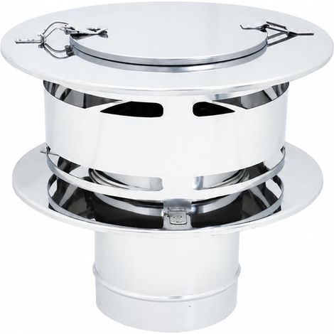 MAKA Comignolo Anti Intemperie con Ispezione, Terminale per Canna Fumaria Camino Stufa a Legna Pellet e Gas, Cappello Antivento con Apertura Ispezione Ø 120 mm (1/5)