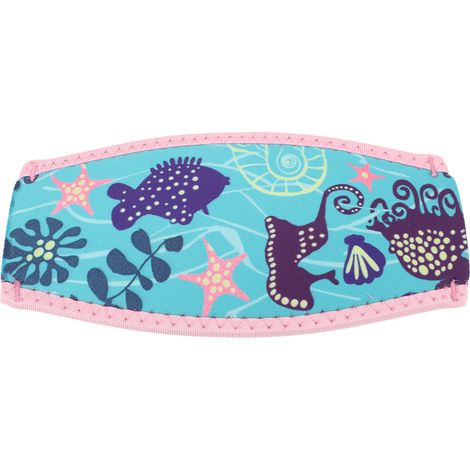 Taucherbrille, Haarschutz, rosa Einfassung, grüner Hintergrund, zweilagiges Neopren, wasserdichte Riemen (1/5)