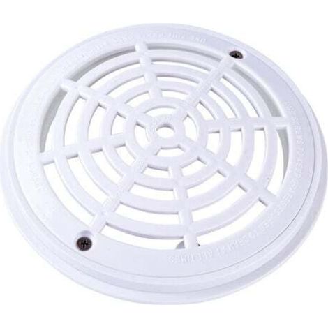 Grille de drainage de piscine à fond rond - 18 x 20,3 cm - Blanc