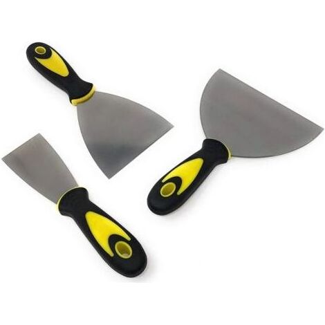 Couteaux à Mastic - Jeu de Spatules en Acier Inoxydable - Couteau à Enduire - Spatule de Plâtrier - Ensemble de 3 Pièces - 3 Mesures (1/4)