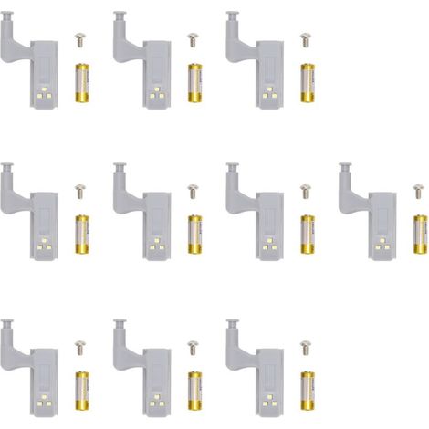Set of 10 high-brightness LED illuminated hinges for ABS cabinets, with 3 integrated LEDs (white). (1/5)