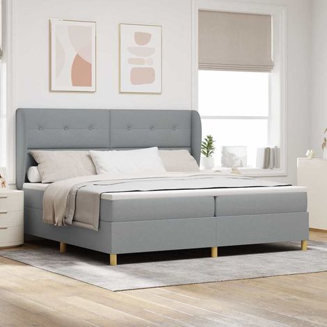 vidaXL Cama tipo Box Spring con cabecera Gris Claro 200 x 200 cm tela (1/5)