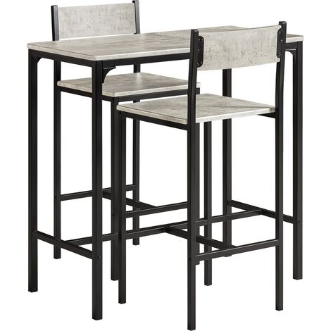 SoBuy Set 3 Pezzi Tavolo con 2 sgabelli Alto Mobile Bar per casa Stile Vintage, Grigio, L89P45A86.5cm OGT03-HG
