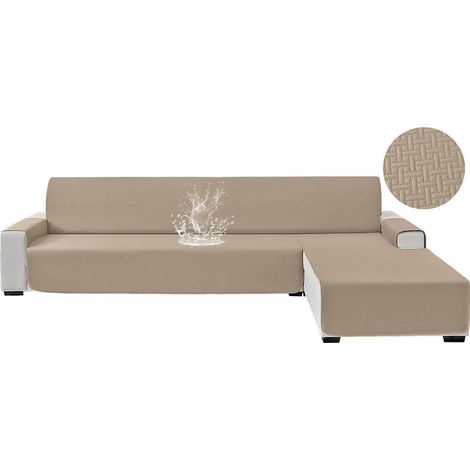 Wasserdichter L-Form Sofabezug 3-Sitzer Khaki, Wendbar & Rutschfest (1/5)