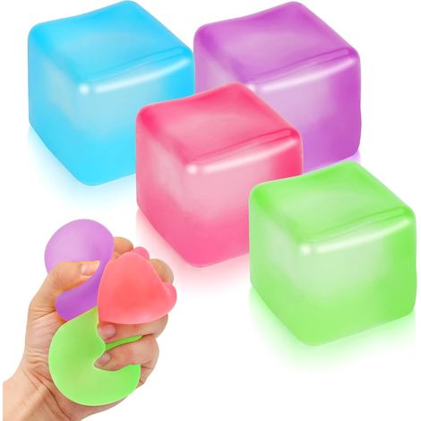 Lot de 4 cubes anti-stress sensoriels pour soulager l'anxiété et le stress, Cubes à presser à remontée lente (1/5)
