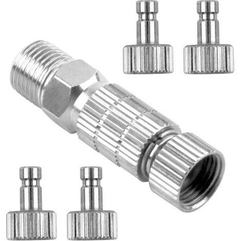 5 Pièces Kit d'Adaptateurs pour Aérographe, Raccords Mâles-Femelles Universels 1/8", Adaptateur d'aérographe Raccord rapide pour aérographe,Connecteurs Rapides en Métal pour Tuyau d'Air (1/4)