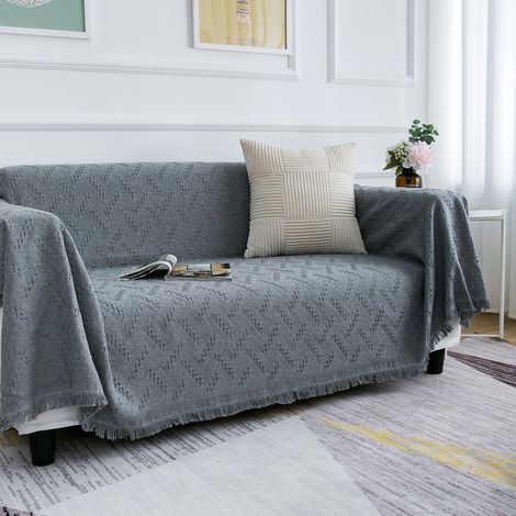 Couverture en coton Four Seasons, serviette de canapé à coussin simple, couverture de déjeuner à la mode(gris,90x150cm)