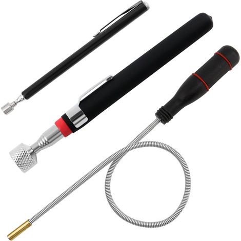 3 Pièces Aimant Telescopique, Aimant Mecanique Auto, Flexible et Portable Tige Aimantée, Extensibles Outil de Préhension Magnétique pour Ramasser de Petits Objets Métalliques (2LB 3LB 10LB) (1/5)
