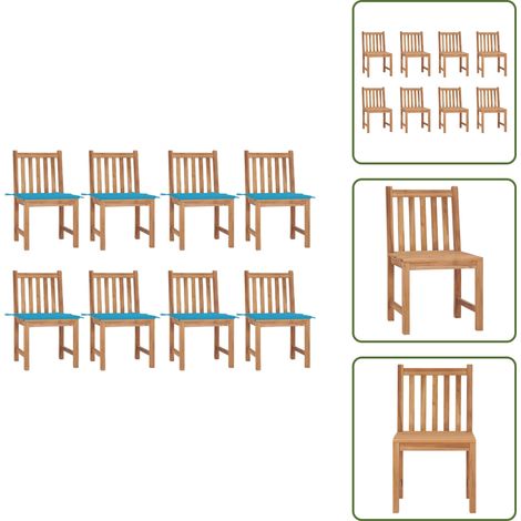 Chaises de jardin lot de 8 avec coussins Bois de teck massif - Chaise De Jardin - Mobilier De Jardin - Chaise En Bois - Chaises En Bois - Teck (1/5)