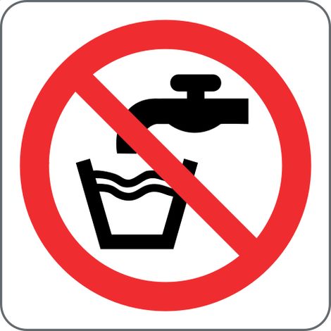 Panneau d’interdiction d’eau potable - Panneau d’interdiction d’eau non potable ISO 7010 P005 - Taille : 6060 mm - Matériau : PVC rigide - Size: 6060mm - Material: Adhesive PVC