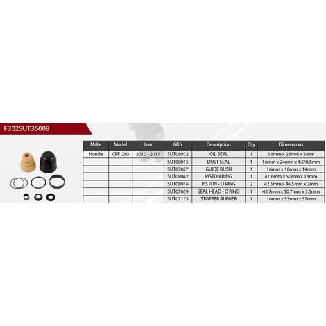 KIT DI RIPARAZIONE AMMORTIZZATORE POSTERIORE SHOWA 2024/07 HONDA CRF 250 '10-'17 (KIT DI MANUTENZIONE)
