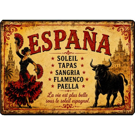 Planche cuisine Espagne flamenco taureau vintage 29 x 20 cm (1/2)