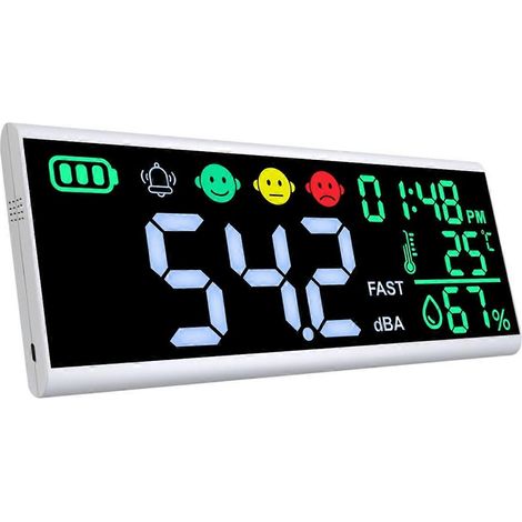 Sonomètre 33 cm 30-130 dB, sonomètre mural à grand écran LCD, mesure du bruit (1/5)