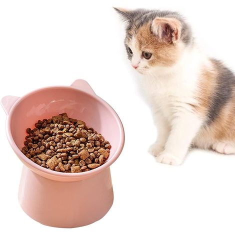 Gamelle Chat Gamelle Chien Gamelle Chat surélevée,Bol Anti Vomissement pour Chat,Bol de Nourriture et d'eau Antidérapant, pour Chat à Visage Plat Petit Chien (Rose)