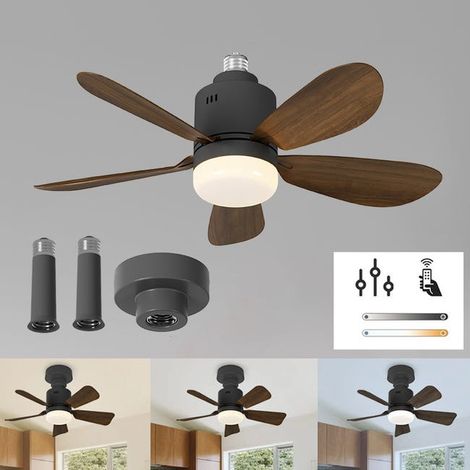 Ceiling fan with remote control, adjustable ventilation speed, 4 wind speeds, suitable for dining rooms, walnut color. (1/5)