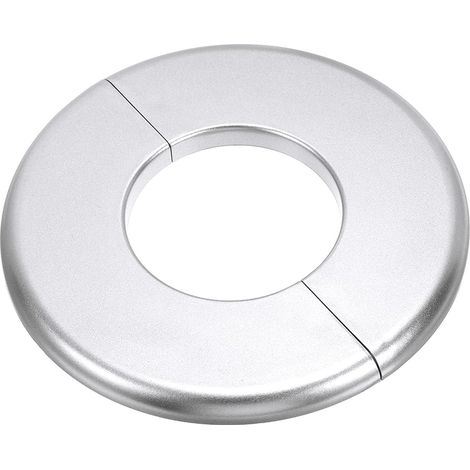 Plaque d'Écussons Auto-Adhésive Ronde 2.01"/51mm, Couverture Murale en ABS pour Tuyau d'Eau, Cache Mitigeur Douche Boucles Rosace Robinet Chauffage Plomberie, Argenté (1/5)