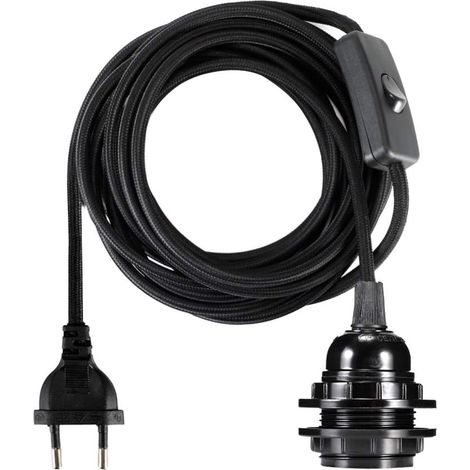 LED Lighting Fabric Electric Wire 2 Cores 4.5 m E27 Socket with Switch for Hanging Light Fixture or Creative Lamp, Black (1/5)