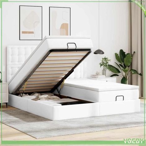Cadre de lit ottoman et matelas - 3314509 - Blanc pur - Rangement sous-lit hydraulique - 2 x matelas 100x200x20 cm (1/5)