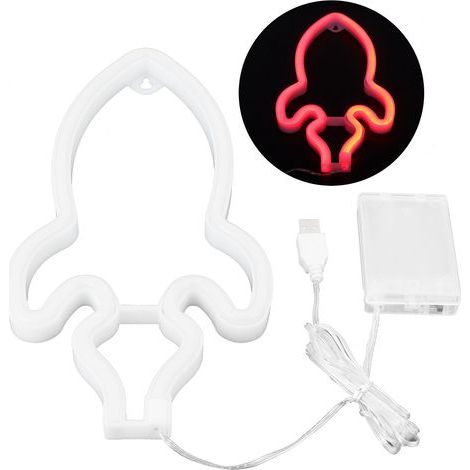 Lampe néon fusée design LED lumineuse décoration chambre bébé Noël mariage fête fournitures (1/5)