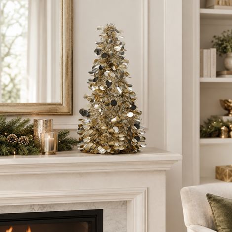 Albero decorativo in tinsel 46 cm oro scuro PERAGA CHRISTMAS (1/5)