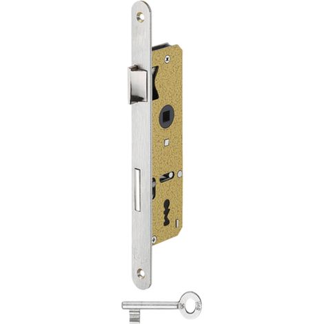 1x Serrure à Mortaiser Clé L Têtière Longueur 235mm Largeur 20mm DIN 18251 Pêne Dormant Acier Coulé et Inoxydable pour Porte en Feuillure Bois, axe 35mm à droite (1/2)