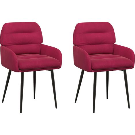 Chaises de salle à manger 2 pcs Velours (V) Bordeaux vidaXL (1/5)