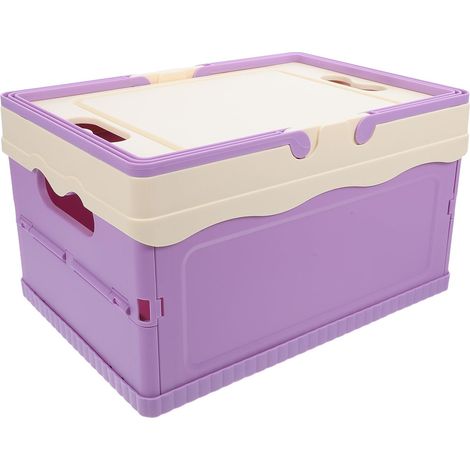 Collapsible Storage Bin Hand Carry Foldable Plastic Box with Lid Stackable Portable Storage Crate for Camping Car Fishing Bedroom (1/5)
