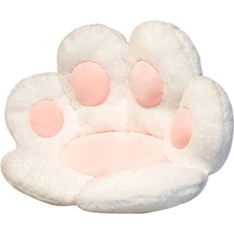 Galettes de chaises Coussin de pied Lavable en machine Coussin patte de chat mignon Blanc peluche + coton PP 70x60x12cm (1/4)