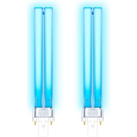 Ampoule UVC G23 9W - Lot de 2 - Verre Quartz - Stérilisation Eau - Étang et Filtre - 167mm