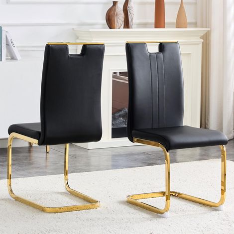 Ensemble de 2 chaises arquées en polyuréthane noir – s'intégrant parfaitement dans un intérieur de style industriel et moderne. (1/5)
