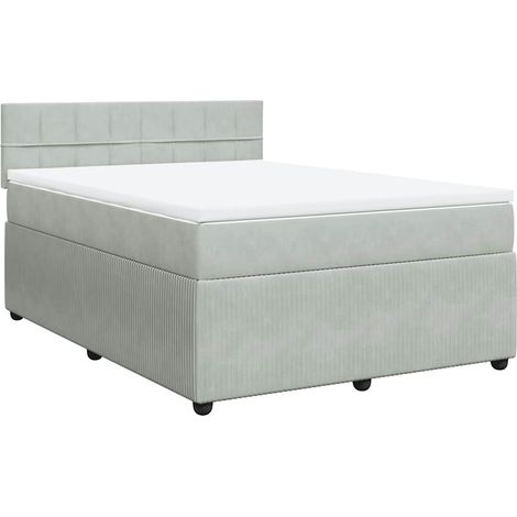 Maison Exclusive - Sommier à lattes de lit et matelas Gris clair 140x200cm Velours (1/5)
