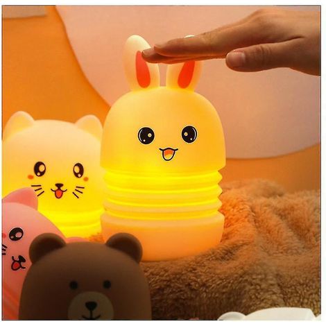Lampe de nuit pliable et portable en silicone, motif dessin animé, rechargeable (blanche) (1/2)