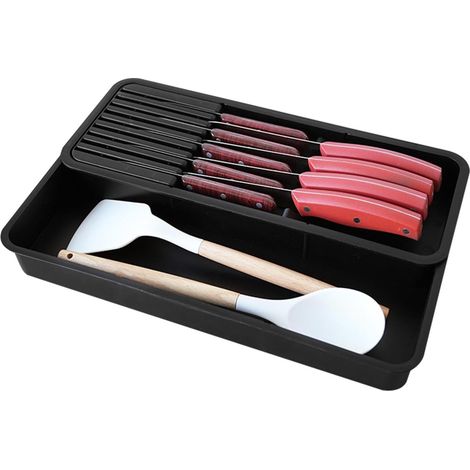 Organiseur de tiroir – Bois qualité supérieure et design Insert Étagère étendue amovible Support rangement facile d'entretien pour baguettes - (1/5)