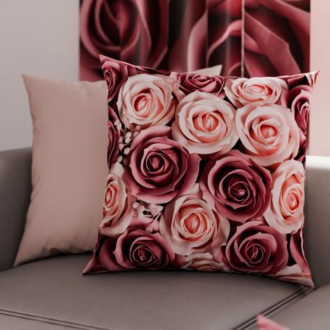 Lot de 2 Taies d'Oreillers 35x35 cm 100% Microfibre Hypoallergénique, Housse Oreiller Rectangulaire Floral Rose Fuchsia, Paquet de 2 (1/3)