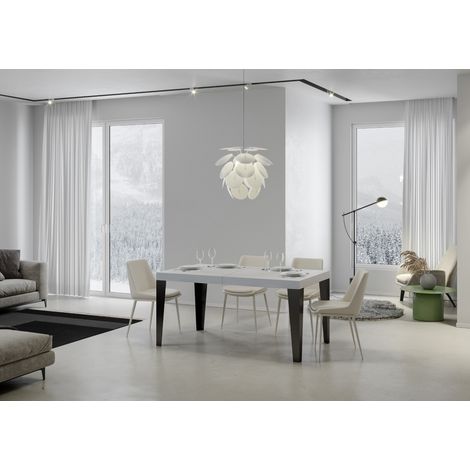 Tavolo Flame Allungabile piano Bianco Frassino 90x180Allungato 440 telaio Antracite (1/5)