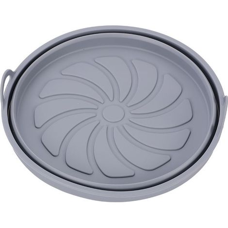 Moule Silicone Air Fryer, 2 Pièces Moule Accessoire pour Airfryer Réutilisable Panier Friteuse à Air Chaud Plat Pot Ronde Pliable Doublure Liner pour Friteuse Air, Micro-ondes, Four (Gris) (1/5)