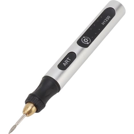 Outil de gravure électrique portable sans fil, rotatif, antidérapant, argenté, USB 4,2 V, 300 mAh, stylo à graver pour métal, verre et bois. (1/5)