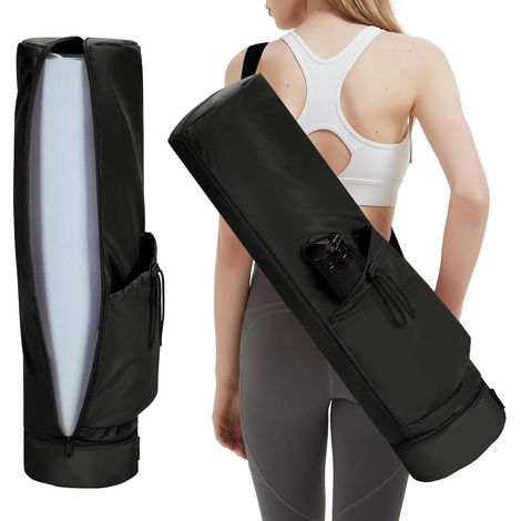Yogatasche Damen Nassfach Flaschentasche Reißverschluss Yoga Tasche Schwarz (1/5)