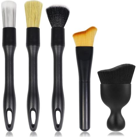 Pièces Pinceau Detailing, Pinceau Nettoyage Voiture Brosse Detailing Auto Brosse Souple Extérieur Enlever la Poussière pour La Voiture Tableau De Bord, Intérieur, Extérieur (1/5)
