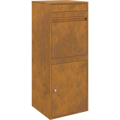 Paketdrop-Box Rostoptik 41 x 38 x 103 cm Wetterfeststahl vidaXL (1/5)