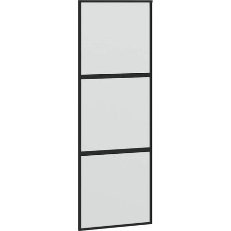 Maison Exclusive - Schiebetür Schwarz 76x205 cm Hartglas und Alum