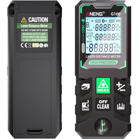 Télémètre laser intelligent haute précision ANENG G100, télémètre laser vert, 30 mémoires de stockage, étalonnage autonome, outil multifonction (1/5)