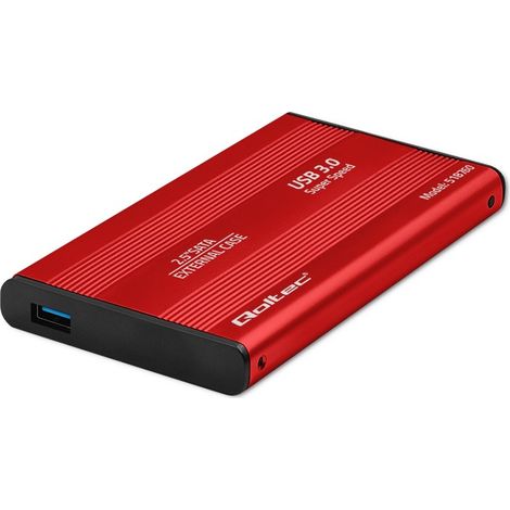 Case in alluminio Qoltec HDD SSD 2,5" SATA3 USB 3.0 Rosso (1/5)
