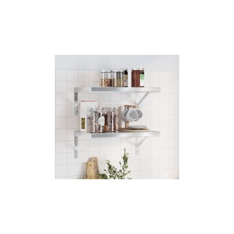 Étagères murales 2 pcs 50x30x3 argenté acier inoxydable (1/5)