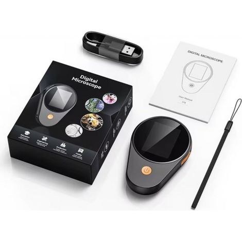 ®378 – Digitales Mikroskop mit Bildschirm – 500-fache Vergrößerung und Autofokus – 1080p-HD-Kamera – Tragbares Taschenmikroskop für Löten, Elektronik, Numismatik und Basteln – Schwarz (1/4)