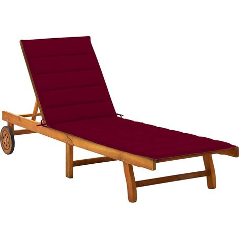 Bain de soleil avec coussin Chaise de jardin - Transat de jardin Bois d'acacia solide BV315433 - BonneVie (1/5)