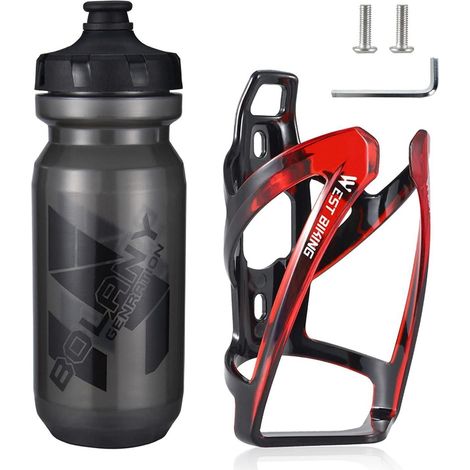 Fahrrad Flaschenhalter Set Rot+Schwarz, leicht & bruchfest, inkl. Flasche (1/5)