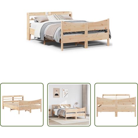 vidaXL Tête de lit sur pied - Cadre de lit avec tête de lit 160x200 cm bois de pin massif (1/5)